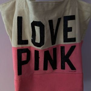 Love pink tote bag